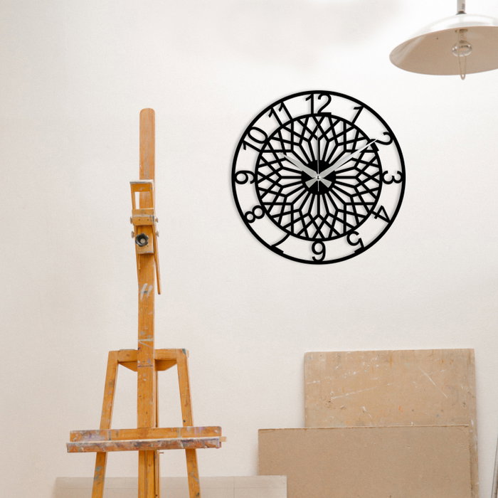 Wallity Reloj de Pared Decorativo S009 de Metal Negro 48x48 cm